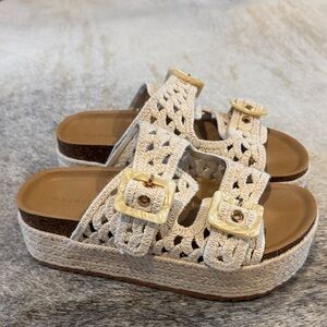 Madden Girl Beige Woven Platform Sandals